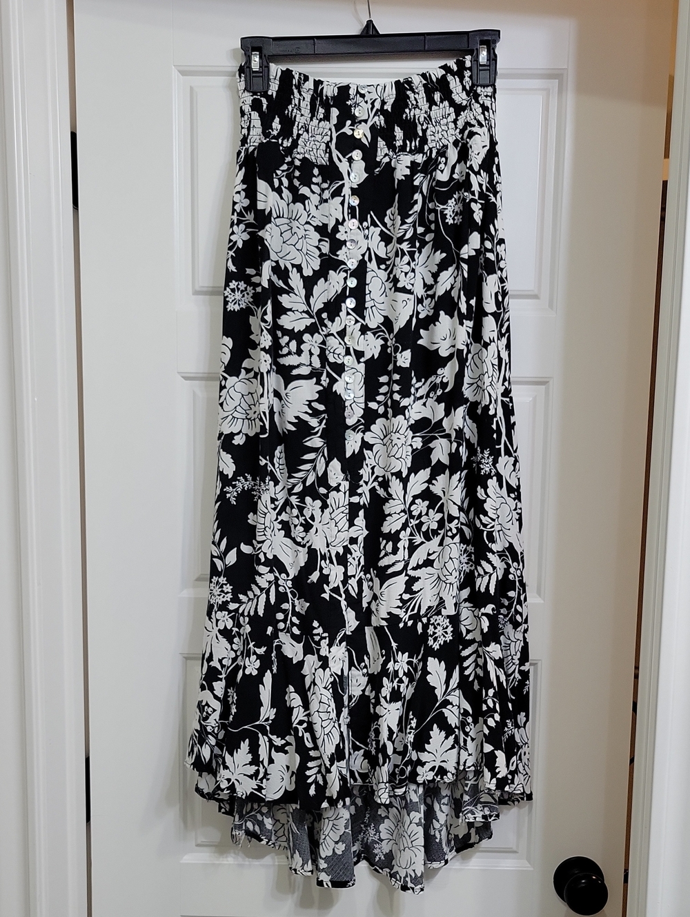 Rachel Zoe Black and White Floral High-Low Maxi Skirt